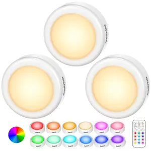 CADRIM Puck Lights Under Cabinet Dimmable 13 RGB Colors Changeable Night Lamp with Remote Control & Timer Affordable Lighting Hack Home Decor