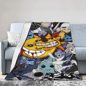 Soul Eater Anime-Themed Plaid Throw Blanket - Soft Flannel Polyester, 250-300gsm, Vibrant Character Design for All-Season Use, Perfect for Home Decor and Cozy Relaxation 609