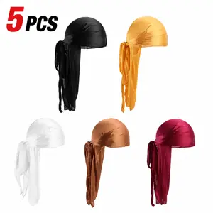 Premium Silky Satin Durag for 360 Waves - Long Tail Extra Wide Straps Unisex Do Rag