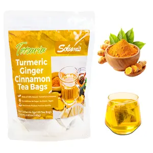 Natural Turmeric Ginger Cinnamon Herbal Tea - 120 Handmade Eco Bags, Caffeine-Free, Sugar-Free, Vegan