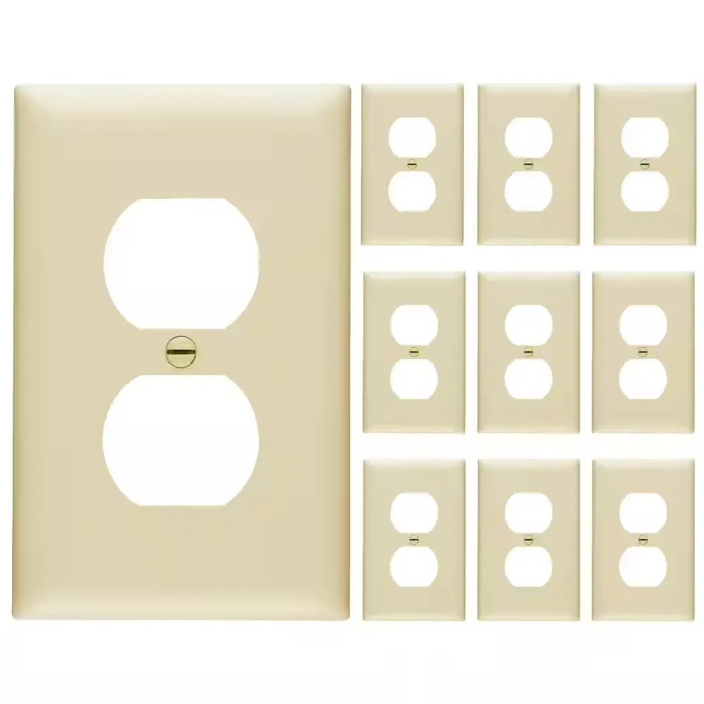 Pass and Seymour 1-Gang 1-Duplex Outlet Unbreakable Wall Plate, Ivory (10-Pack)
