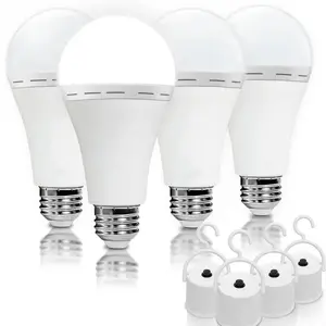 4-Pack Rechargeable E26 LED Emergency Light Bulbs with Hooks, 12W (60W Equivalent) 6000K Daylight, for Power Outages & Hurricanes, Portable Home Improvement Lighting