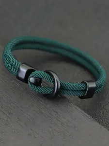 Men's Simple Plain Rope Bracelet, Casual Trendy Bracelet, Fashionable Accessories for Daily & Party Decoration, National Day Offers, Polyamide Bracelet, Hook Closure Bracelet
