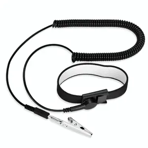 Adjustable Anti Static ESD Wrist Strap with Alligator Clip, Extra Long Cord Grounding Bracelet for PC Building Electronics Repair Treadmill Static Protection Regular Size