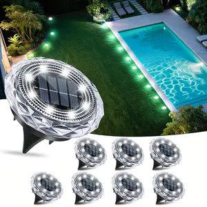 8-Piece Solar In-Ground Lights Set, Waterproof Outdoor Solar Garden Lights, Bright LED Disc Lights for Patio, Pathway & Driveway, Patio Lighting, Outdoor Landscape Lights, Outside Lights