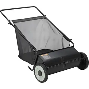 26-Inch Push Lawn Sweeper, Extra-Wide 4-Brush Yard Sweeper with 7 Cu.ft. Mesh Collection Bag, Heavy-Duty Steel Frame, Height-Adjustable Leaf & Grass Sweeper for Lawn, Yard, Sidewalk & Driveway