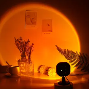 1pc USB Sunset Lamp Projector - LED Projection for Ambient Night Light, Bedroom Photography, TikTok Live Party, and Living Room Decor