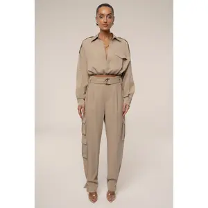 Tan Boundless Belted Cargo Pants