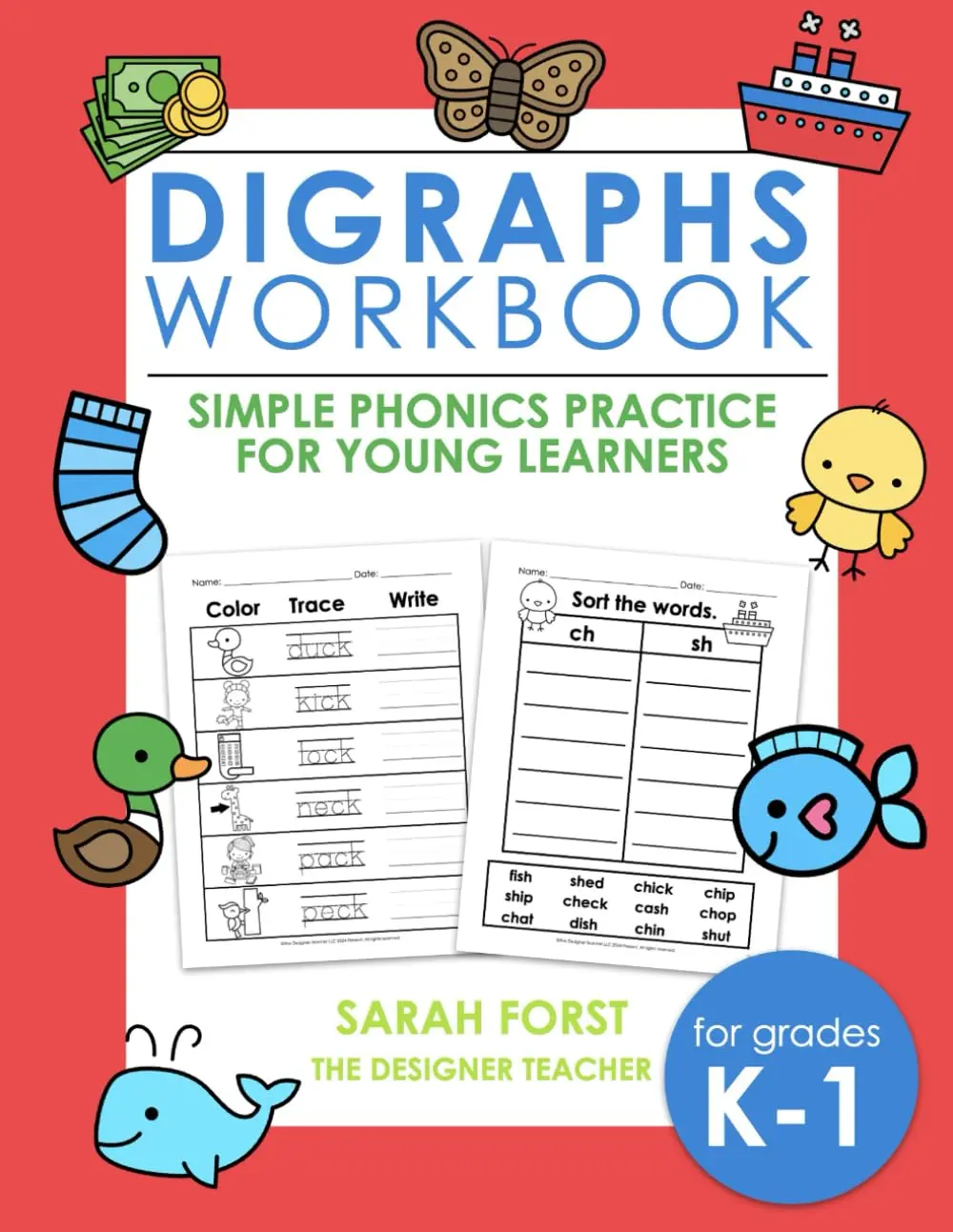 Digraphs Workbook: Simple Phonics Practice for Young Learners, Digraphs Kindergarten, Phonics Educational Workbook