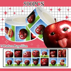 500 Stickers/roll Fun Fruit Roll Sticker Series Sealing Stickers for Cups, Laptops, Suitcases, DIY Notebook Decorations, Birthday Gifts Funny Stickers