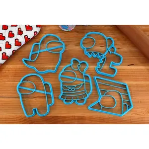 Among Us Cookie Cutters - Imposter, Vent, Schoolgirl Crewmate, Ghost Crewmate, Normal Crewmate Baking Supplies Kit Bakeware