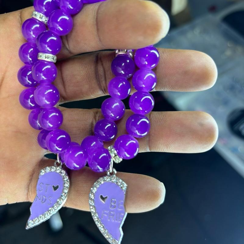 BFF Beaded Bracelet Set, Best Friend Jewelry Gift(please leave a note for black on black )