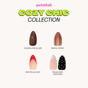 Cozy Chic Fall Press On Nails - Assorted Designs for Stylish Nail Art - Chocolate Glaze, Maple Syrup, Red Polka Dot, Polka Dot Couture - Perfect for Home Use