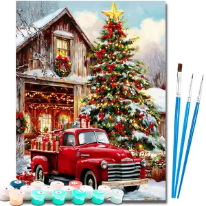 Paint by Number Kits for Adults Beginners, Easy Acrylic Simple Christmas Eve Paint by Number Kits, DlY Watercolor Paint by Numbers Kits on Canvas Without Frame for Home Wall Decor Home Decoration 16x20inch