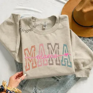 Retro MAMA Unisex Graphic Crewneck Sweatshirt, Fleece Pullover, Long Sleeve, Stylish Top | Perfect Gift for Mothers