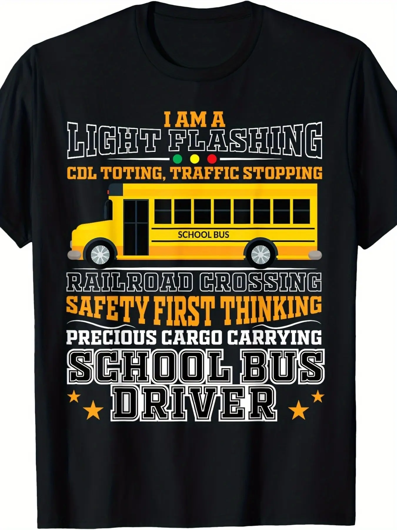Men's & Women's School Bus Driver T-Shirt -  Cotton Retro Pupil Eyes Bus Graphic Tee, Short Sleeve Crew Neck Casual Uniform Shirt for Bus Drivers, Machine Washable