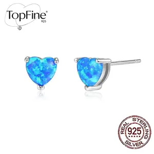 S925 Sterling Silver Heart-Shaped Blue Opal Earrings for Women - Hypoallergenic, Sparkling Studs, Perfect for Everyday Wear, Valentine's Day, Engagement Celebrations, and as a Gift for Loved Ones or Friends fashion jewelry