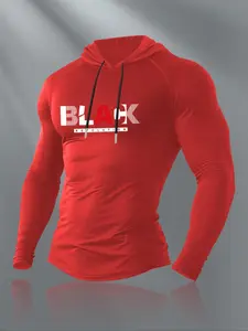 Men's Hooded Long Sleeve T-Shirt, Casual Slim-Fit Summer Top, Moderate Fabric Thickness, H Type Silhouette, Kint Style, Menswear, Athletic Hoodie