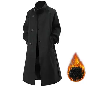 Autumn Winter Longline Warm Coat - Thickened Cotton-Padded, Unisex Long Overcoat for Cold Days