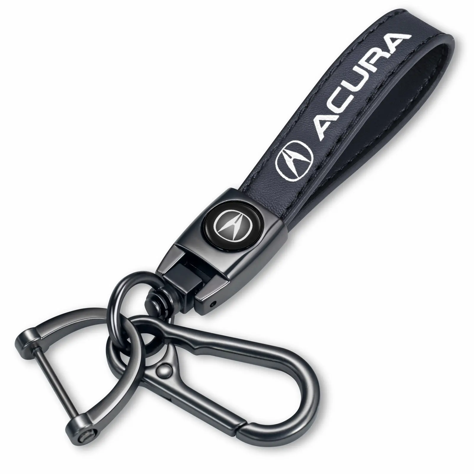 Genuine Leather Metal Keychain Set for Acura - Classic Anti-Scratch Durable Fob Cover, Universal Fit Key Rings, Anti-Loss Key Shell Protector, Stylish Automotive Accessory, Father's Day cute gifts for Men