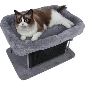 Large Cat Bed with Scratching Post and Combing Board, Sturdy and Durable, Ideal for Small Breeds