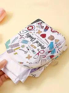 Medical Tool Pattern Portable Sanitary Napkin Storage Bag, Lightweight Tissue Bag for Women's Products, Travel Cosmetics Storage Bag, Pouch Organizer, Organizational Zipper Storage, Zipper Bag
