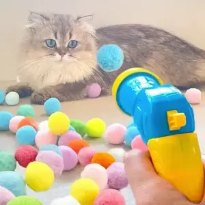 Interactive Cat Toy Gun Set, Includes 31 Plush Balls and Launcher, Fun Indoor Game for Adult Cats, Cute Kitten Toys
