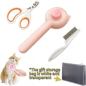 2025 Upgrade Pet Grooming Kit, Clean, Pet Brushing Set, Clean, De-shedding Brush, Double-hole Safety Scissors, Fine-tooth Pet Comb Suitable for Cats & Dogs, Gift Tool Storage Bag, Gift Set, Professional 3+1 Pet Grooming Kit