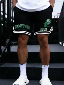 Plus Size 2xl-6xl Men's Casual Summer Athletic Activewear Shorts with Stylish All over Print, Comfortable Drawstring Knee Length Pants for Hot Weather