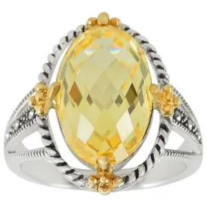 Suspicion Sterling Canary Cubic Zirconia & Marcasite Ring