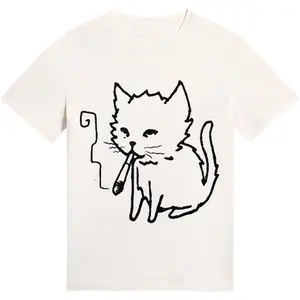 Cat Smoking Y2k Unisex Vintage Graphic T-Shirt for Gothic Grunge Emo Scene Streetwear