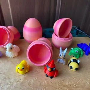 MYSTERY Fidget Easter Eggs - 4 Filled with 2 Articulated Flexy Fidgets, Pink Gradient & Green Gradient Options, Interactive Fun for Easter