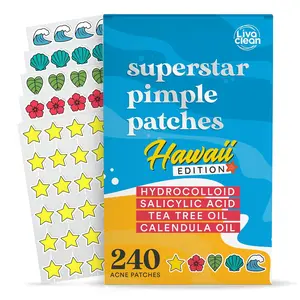 240 CT Cute Pimple Patches for Face w/ Salicylic Acid, Tea Tree Oil & Calendula Oil - Zit Stickers, Hydrocolloid Acne Patches for Face - Acne Stickers - Star Pimple Patch - Hawaii Edition