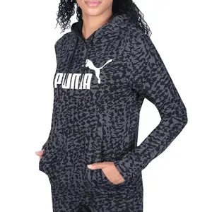 PUMA Womens Essentials Cheetah Hoodie Casual Outerwear Casual - Black