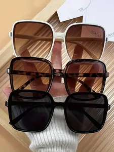 Unisex Simple Style Ombre Tinted Lens Sunglasses, Trendy Casual Full Rim Sunglasses for Everyday Use, Fashion Accessories for Outdoor Activities, Trendy Beach Eyewear