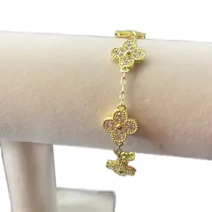 Pulsera trébol oro laminado