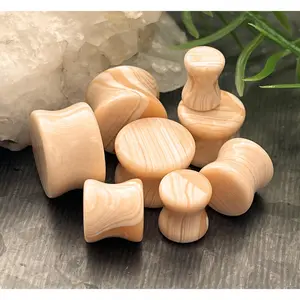 PAIR of Unique Planet Jupiter Synthetic Malachite Stone Plugs - Gauges 2g (6mm) up to 5/8" (16mm)