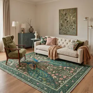 【Deals For You Days】BEIMO Home Rug – Soft, Non-Slip, Pet Friendly, Machine Washable Area Rug, Floor Carpet Perfect for Living Room, Bedroom, Kitchen, Hallway, Stylish Home Decor ,ARF5060-JADE BLOOM
