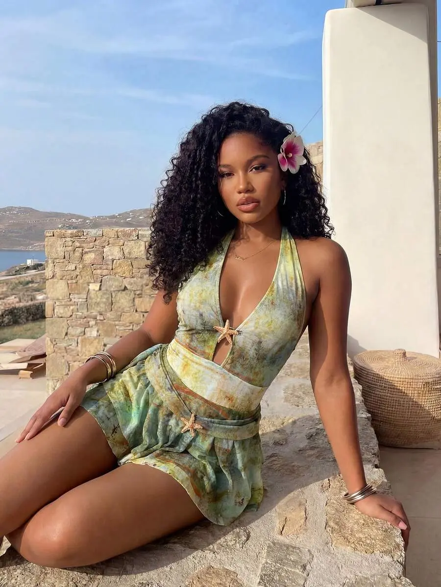 Women's One-Piece Swimsuit With Ruffles And Mesh Skirt, Sexy For Beach Vacation, Party, Date