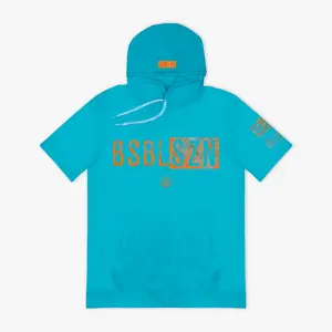 Realtree BSBL-SZN Short Sleeve Hoodie V3 - Bright Blue/Aspect-Orange