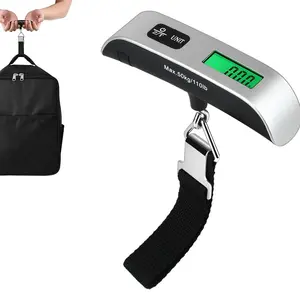 Digital Luggage Scale with LCD Display, Electronic Hanging Scale, 110 Lbs Capacity, High Precision Portable Handheld Scale, 50kg Mini Hook Scale