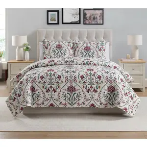 VCNY Home Province 3pc Floral Damask Quilt Set, Full/ Queen