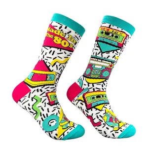 Women's Vintage Made In The 80s Socks Funny Sarcastic Retro Graphic Novelty Footwear For Ladies Funny Graphic Socks Comfortable Fitted Spandex Cotton
