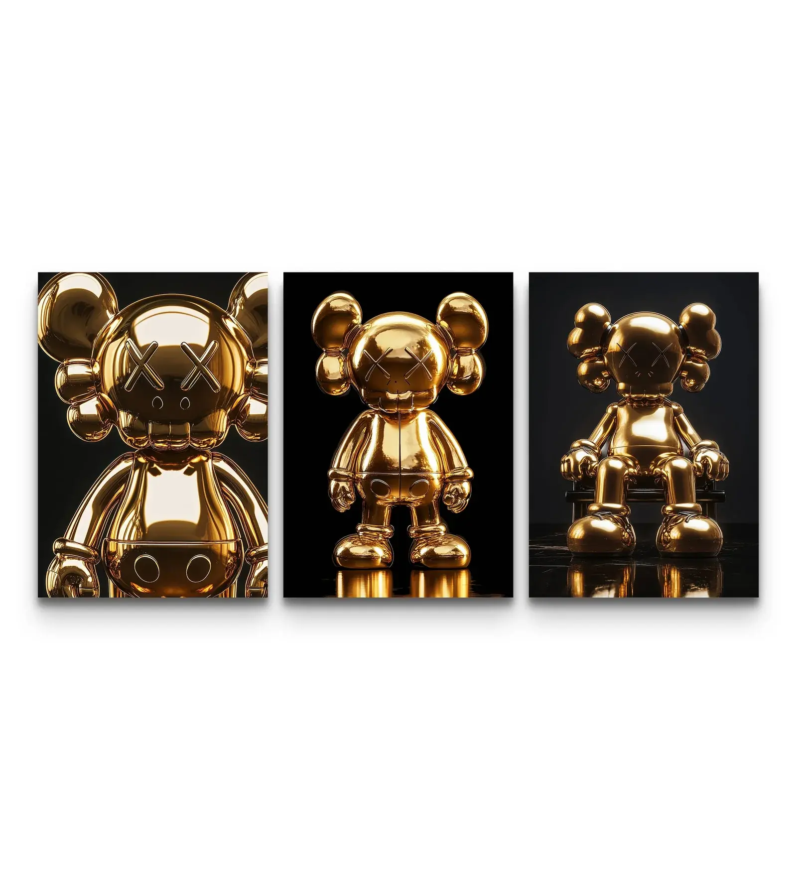 KAWS 24K Gold Figure Art Print Set of 3 – Hypebeast Poster