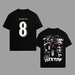 Lamar Jackson 8 Flock Nation Outfit V2 Cotton T-Shirt, Action Jackson Ravens Fans Outfit, Game Day Outfits, Gift For Football Fans, Football Graphic Tee