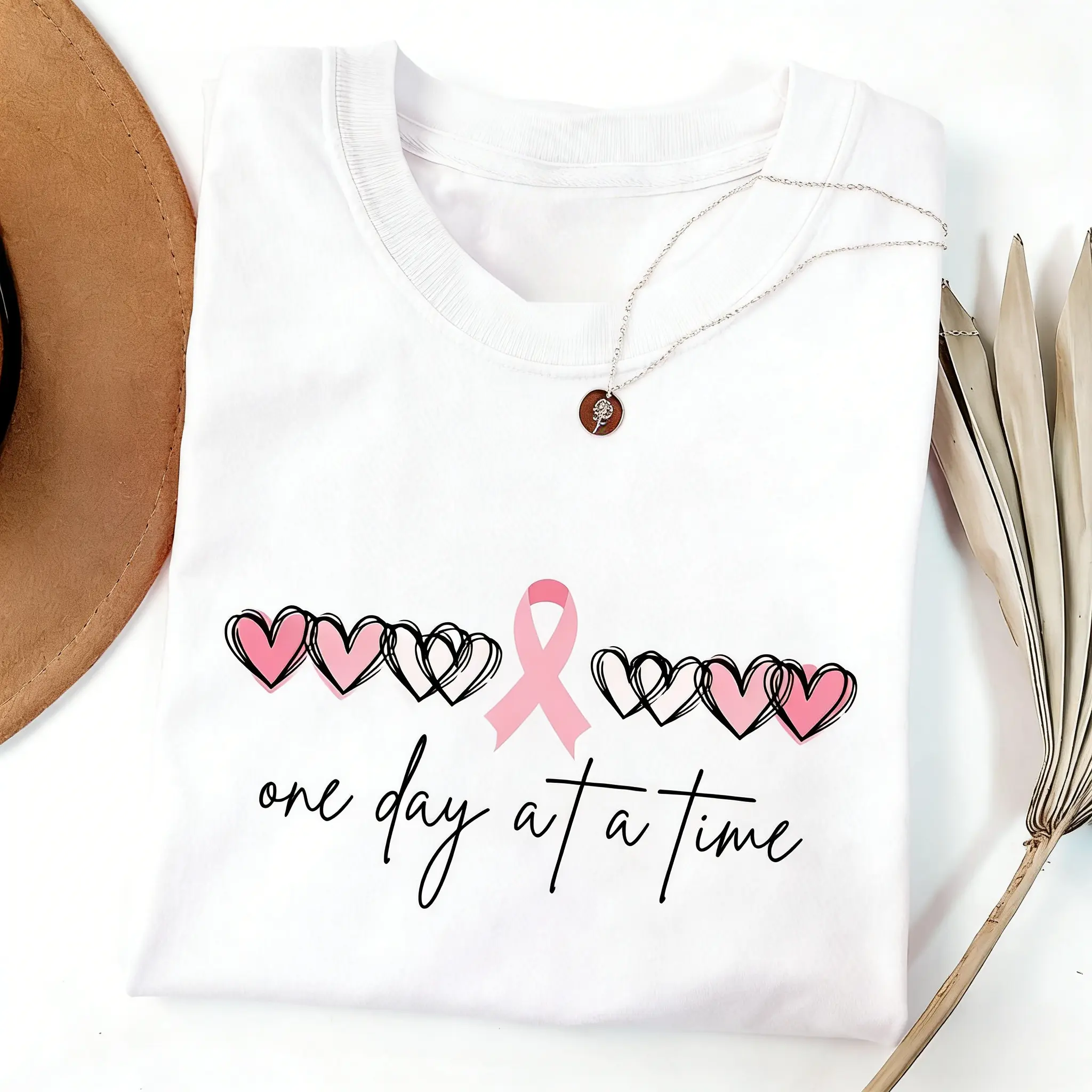 Unisex Cotton Fabric Breast Cancer Awareness T-Shirt - Coquette Pink Ribbon Detail Tee, Multi-Size Sleeves October Pink Top, Cancer Support Warrior Gift