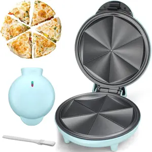 Electric Quesadilla Maker with Extra Stuffing Design, 9.5 Inch with Easy Slice 6 Wedge, Non Stick Surface, Non-Slip Feet, Grilled Cheese Maker Machine, Aqua