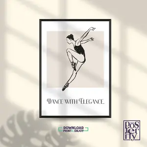 Modern Dance Art. Inspirational Ballet Dancer Wall Decor, Line Art Dancing Posters, Gift for Dance Teacher. Dancing Decor Retro Art, Dancing Poster, Poster No Frame Ornaments Decoration