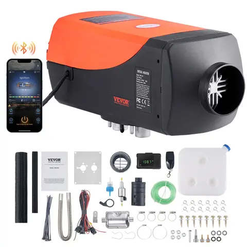 【Summerfinds】VEVOR 12V 8KW Aluminum Portable Separated Parking Air Heater, Bluetooth App & LCD Control, Altitude Comp., 10min Warm Start, 32ft Remote Control, App Preheat 98ft, Adjustable Heating Temperature, Silent Rapid Heat for Trucks, RVs