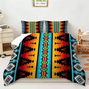 [Comforter Set] 2/3pcs Southwestern Geometric Pattern Comforter Set | Vibrant Boho Bedding Set for All Seasons, Soft & Breathable Bedroom Decor, Tribal Style Quilt, Trendy Room Makeover Bedding Essentials. 1 or 2 Pillowcase No Pillow Core